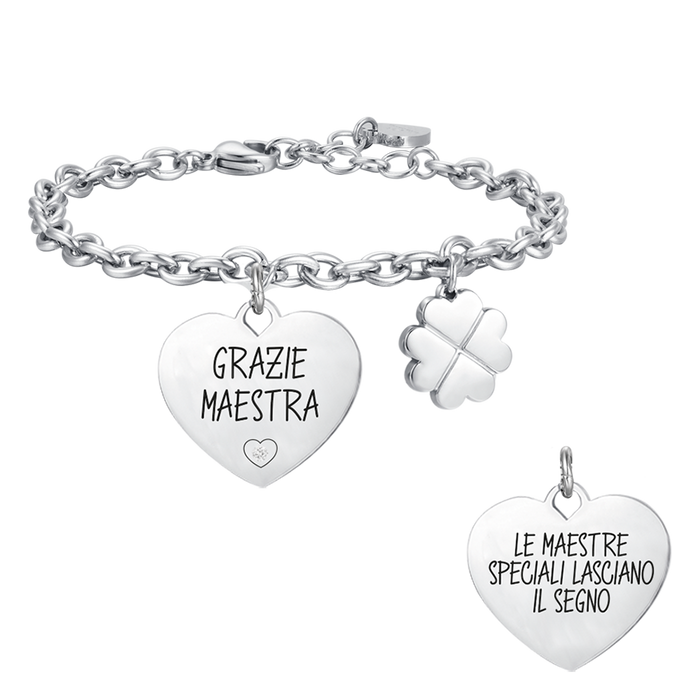 BRACCIALE DONNA IN ACCIAIO GRAZIE MAESTRA RETRO LE MAESTRE SPECIALI...