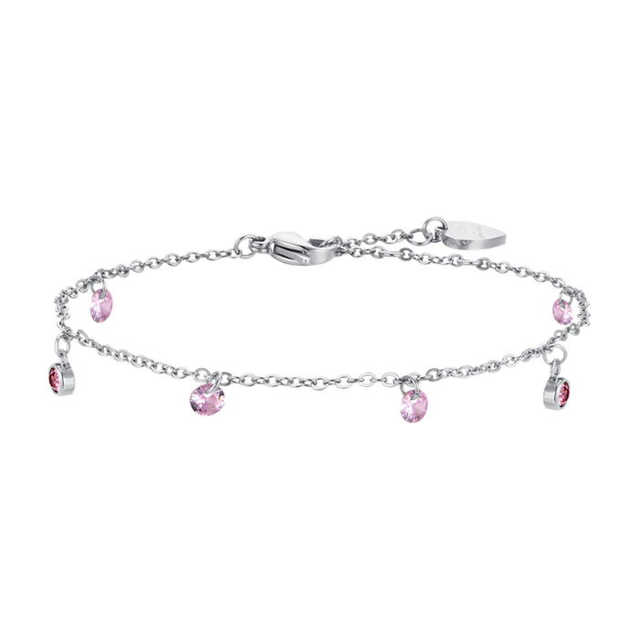 BRACELET FEMME EN ACIER AVEC CRISTAUX ROSES
