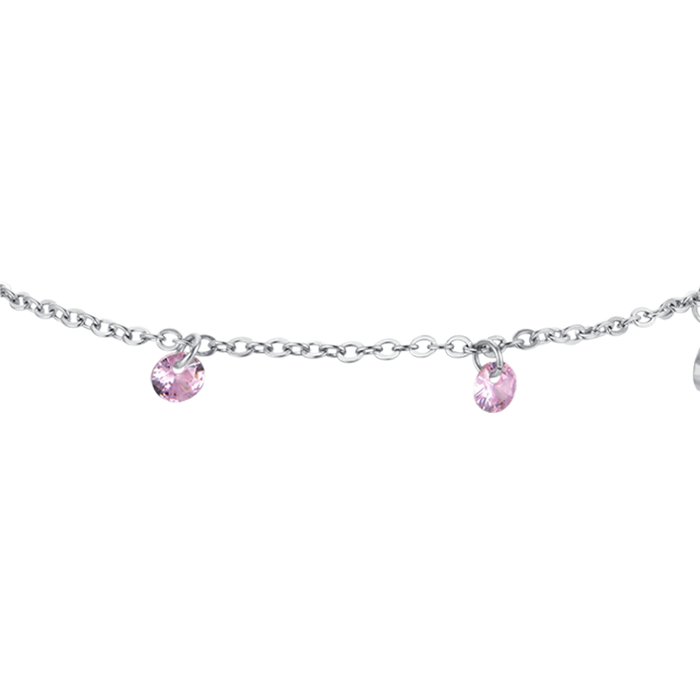 BRACELET FEMME EN ACIER AVEC CRISTAUX ROSES