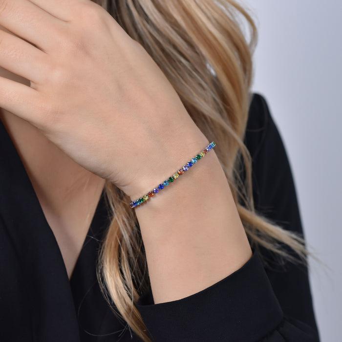 BRACELET DE TENNIS FEMME CRISTAUX MULTICOLORES