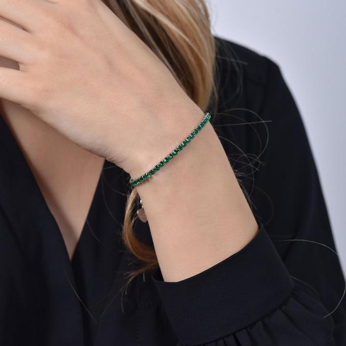 WOMEN'S TENNIS BRACELET WITH GREEN CRYSTALS