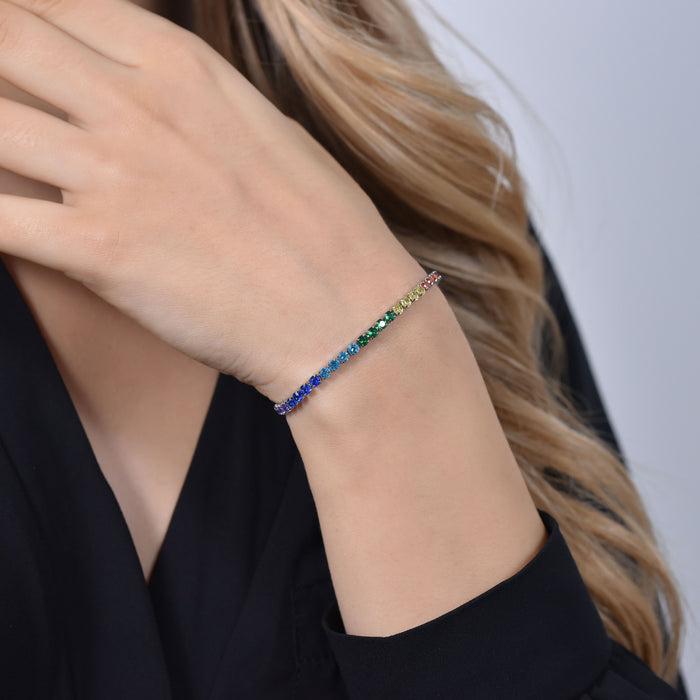RAINBOW CRYSTAL TENNIS BRACELET FOR WOMEN