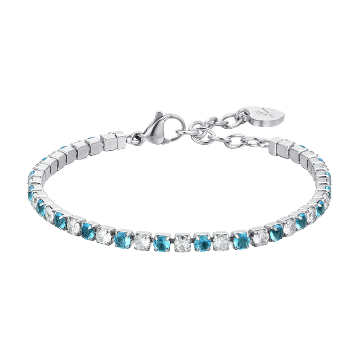 WOMEN'S TENNIS BRACELET WITH BLUE AND WHITE CRYSTALS