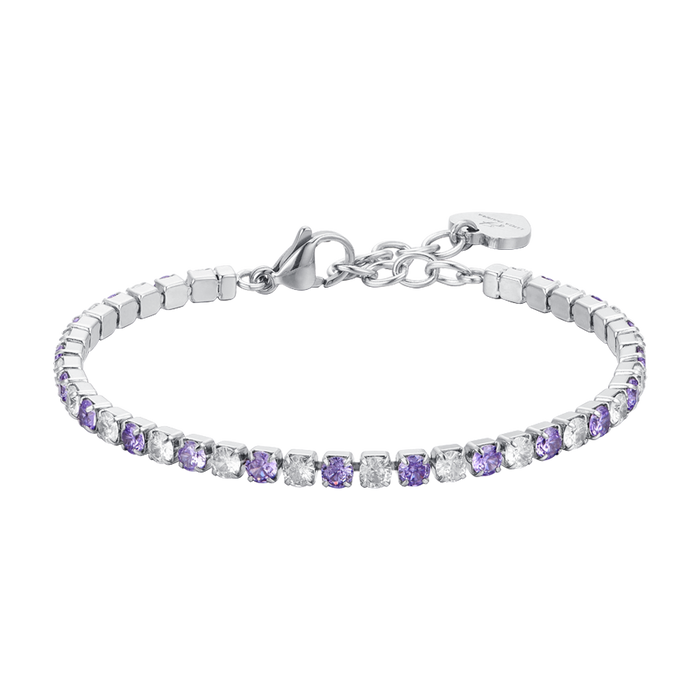 WOMEN'S TENNIS BRACELET PURPLE AND WHITE CRYSTALS