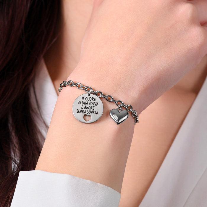 BRACELET FEMME EN ACIER LE CŒUR D'UNE GRAND-MÈRE