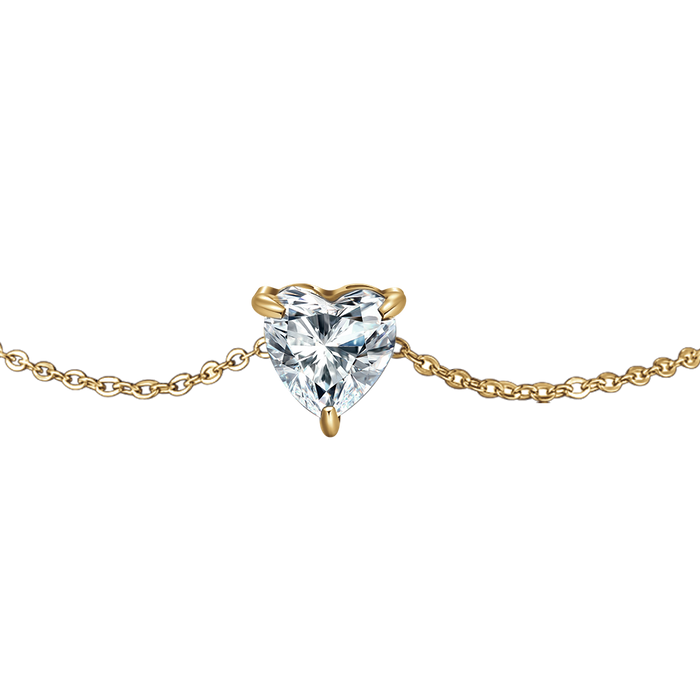 BRACCIALE DONNA IN ACCIAIO E IP GOLD CON CUORE CRISTALLO BIANCO