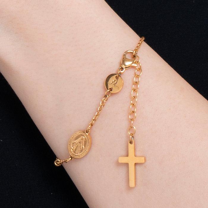 BRACCIALE DONNA ROSARIO IN ACCIAIO IP GOLD
