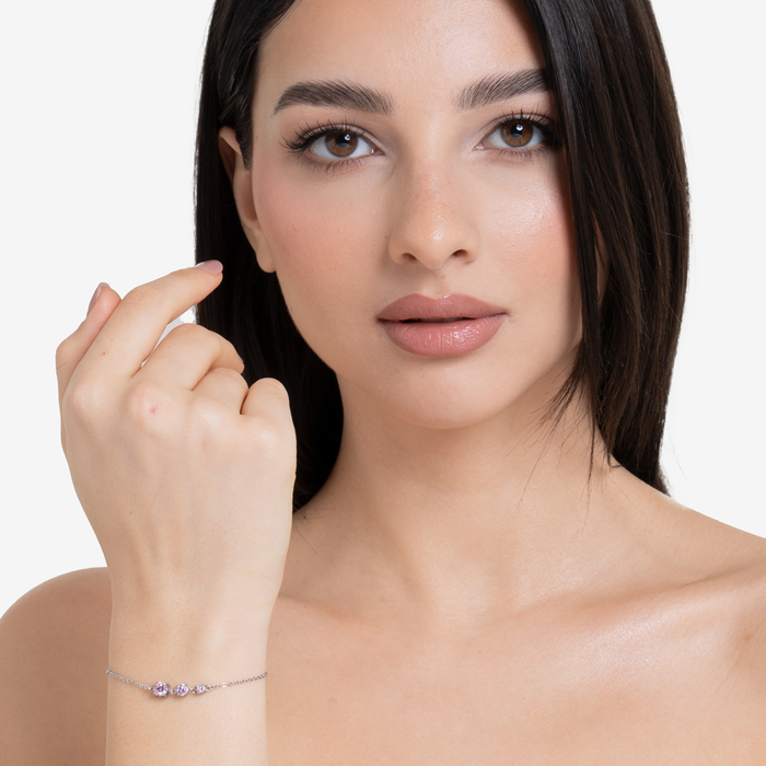 BRACCIALE DONNA IN ACCIAIO CON ZIRCONI ROSA