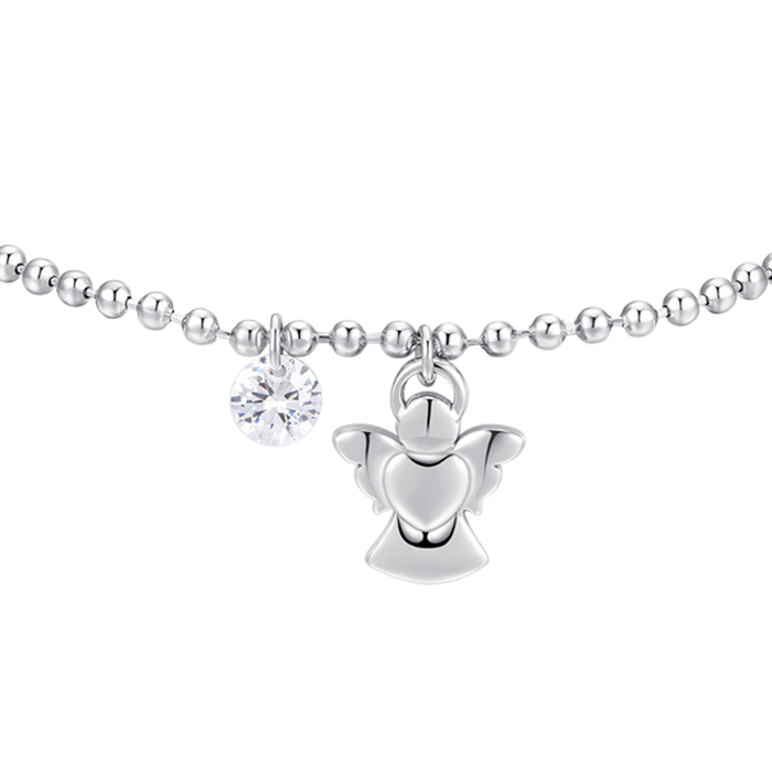 BRACCIALE DONNA IN ACCIAIO CON ANGELO E ZIRCONE BIANCO