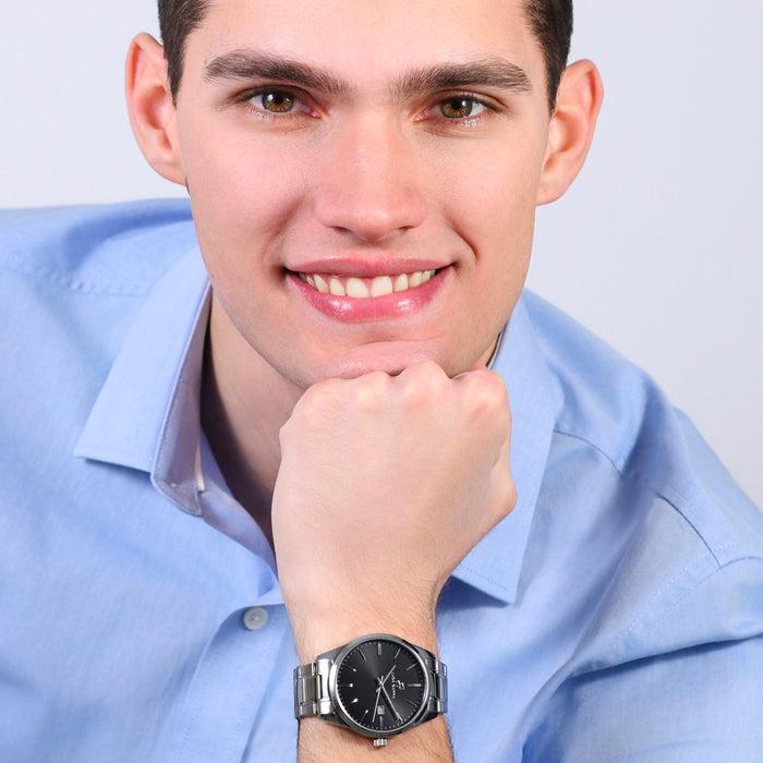 OROLOGIO UOMO IN ACCIAIO QUADRANTE NERO