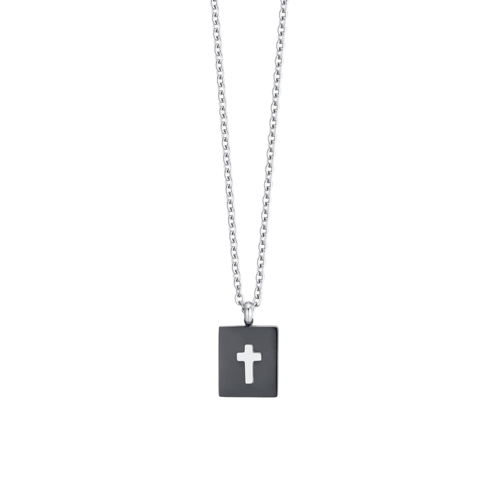 MEN'S NECKLACE IN STEEL PLATE WITH CROSS