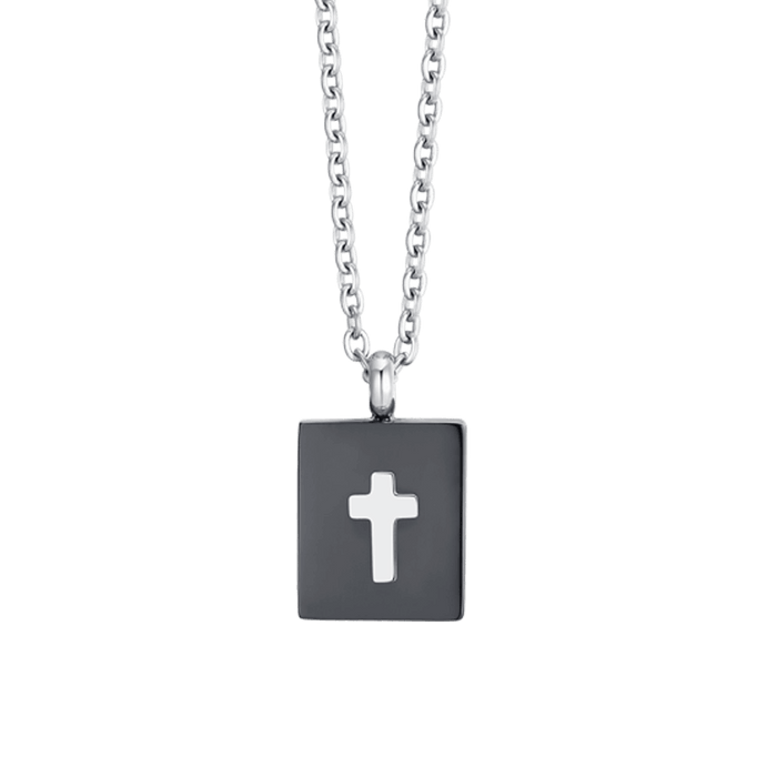 MEN'S NECKLACE IN STEEL PLATE WITH CROSS