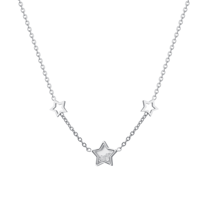 COLLIER FEMME EN ACIER ÉTOILES ET ZIRCONE