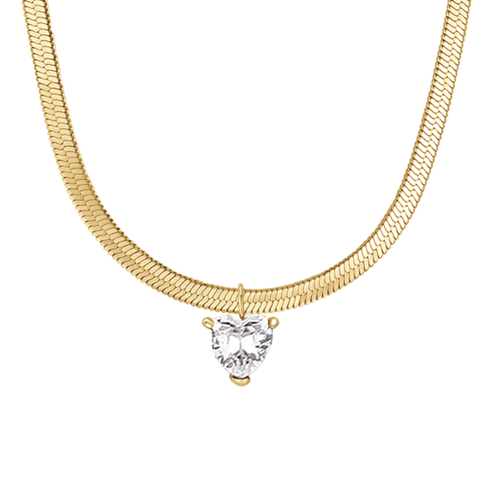 COLLANA DONNA IN ACCIAIO COLORE ORO CON ZIRCONE BIANCO