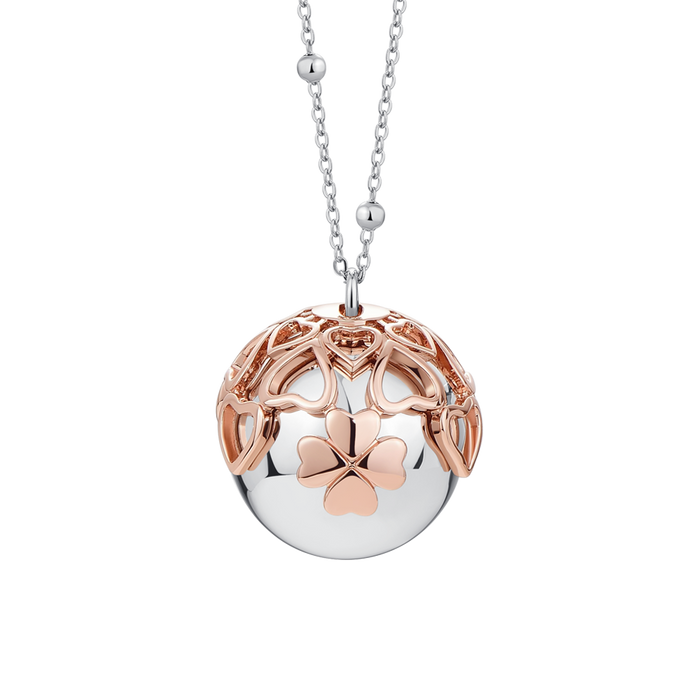 COLLANA CHIAMA ANGELI DONNA IN ACCIAIO, CIODOLO CON QUADRIFOGLIO IN METALLO