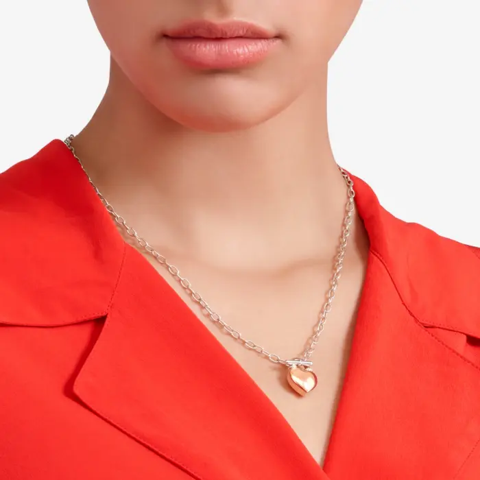 ROSE GOLD & SILVER HEART NECKLACE
