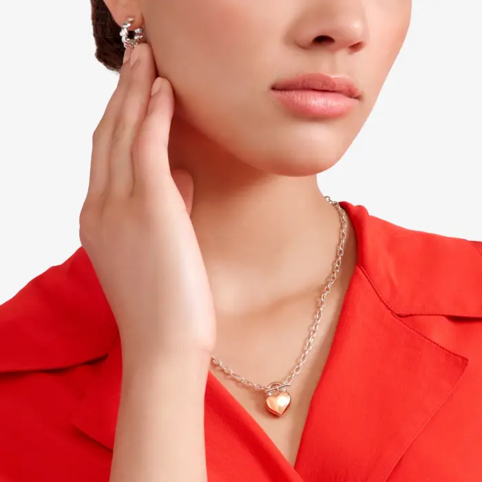 ROSE GOLD & SILVER HEART NECKLACE