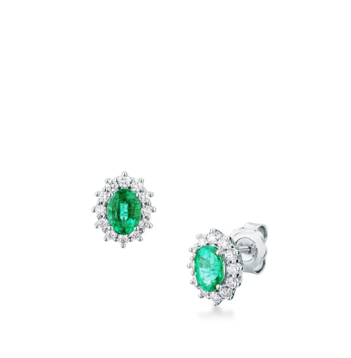 BOUCLES D'OREILLES ÉMERAUDE ET BR