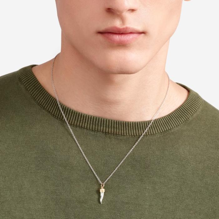 PENDENTIF CORNE EN OR JAUNE ET ARGENT