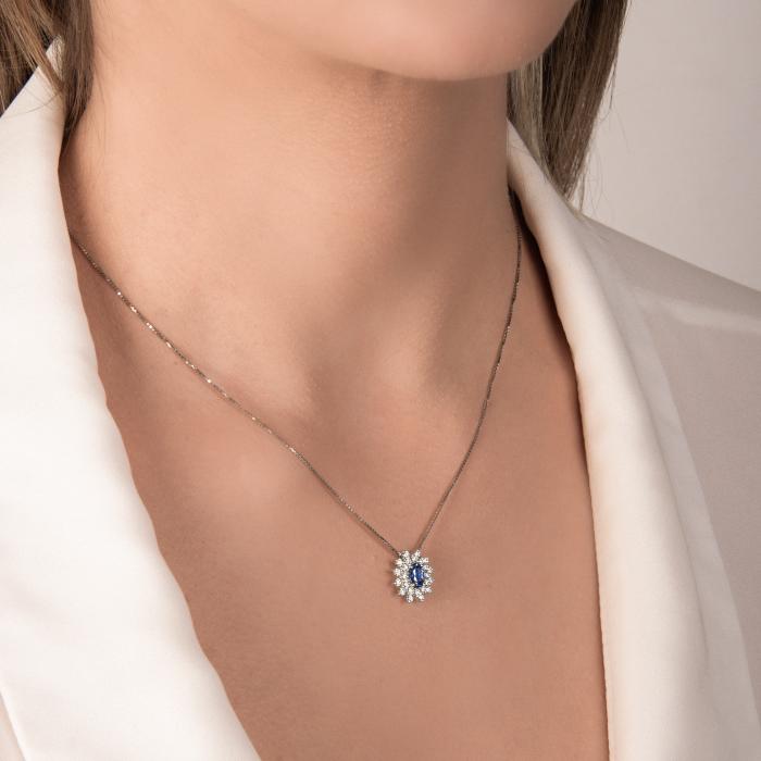 Collier ras du cou en saphir et laiton