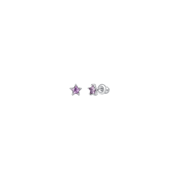 ORECCHINI BAMBINA IN ACCIAIO CON STELLA ZIRCONE VIOLA