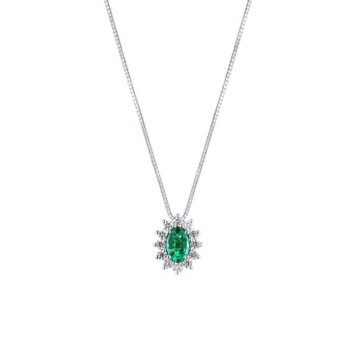 Collier ras du cou émeraude et laiton