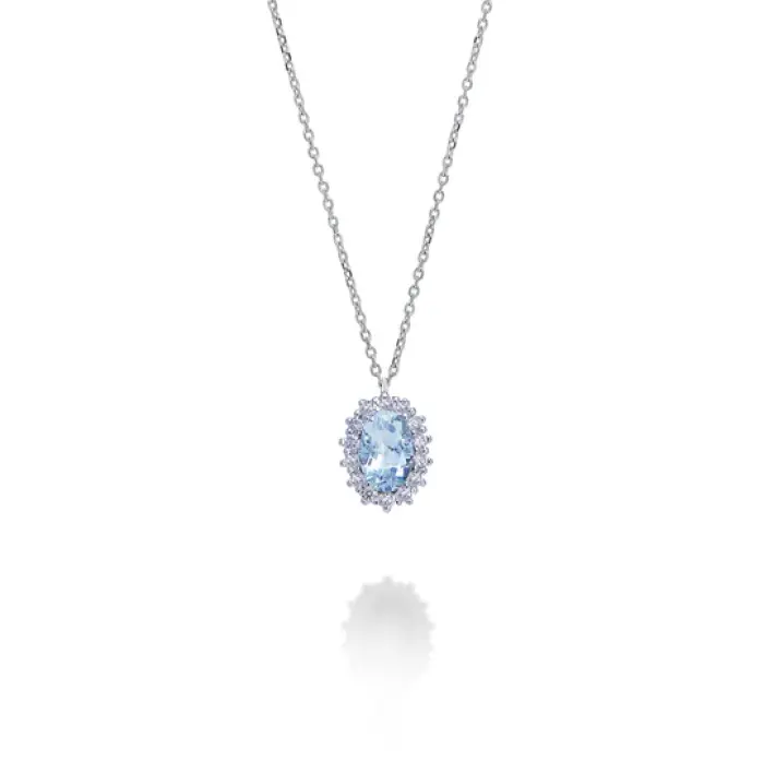 Collier ras du cou aigue-marine