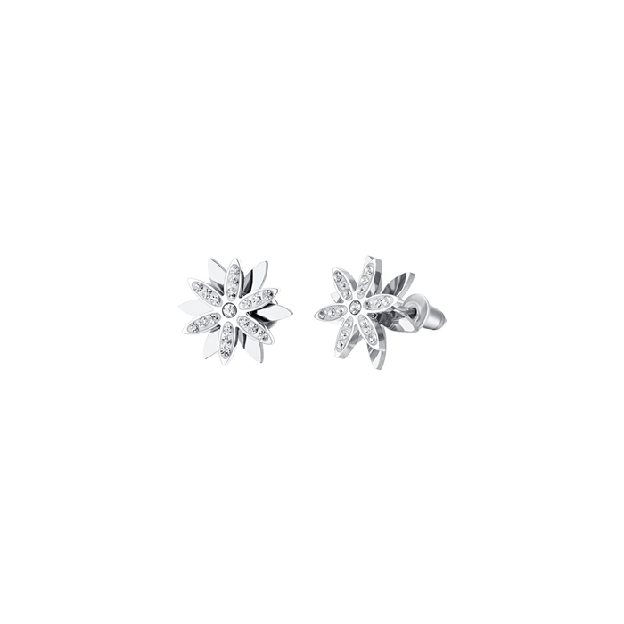 BOUCLES D'OREILLES FEMME EN ACIER FLEUR DE VIE TOURNANTES
