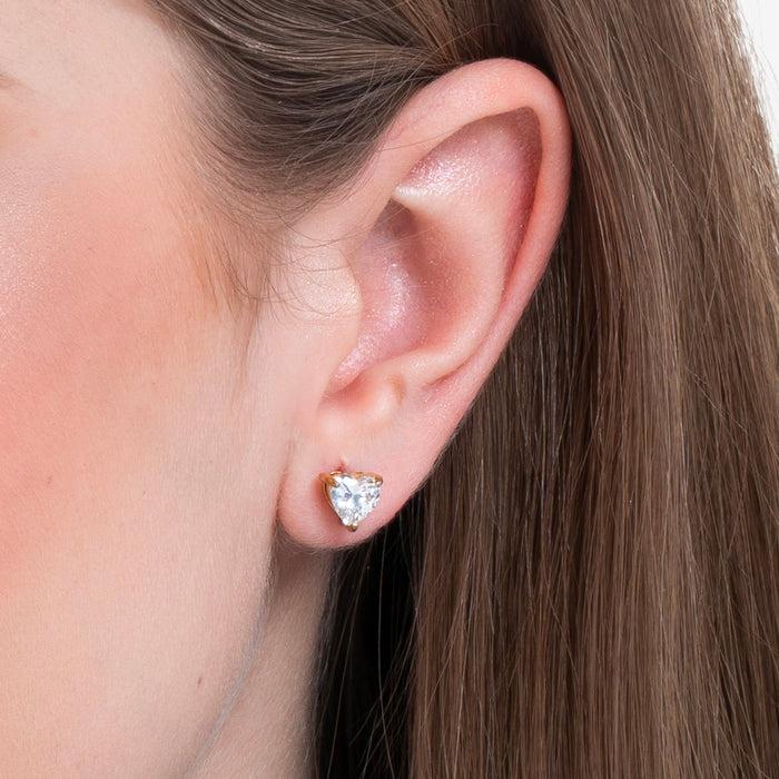 ORECCHINI DONNA IN ACCIAIO E IP GOLD CON CUORE CRISTALLO BIANCO