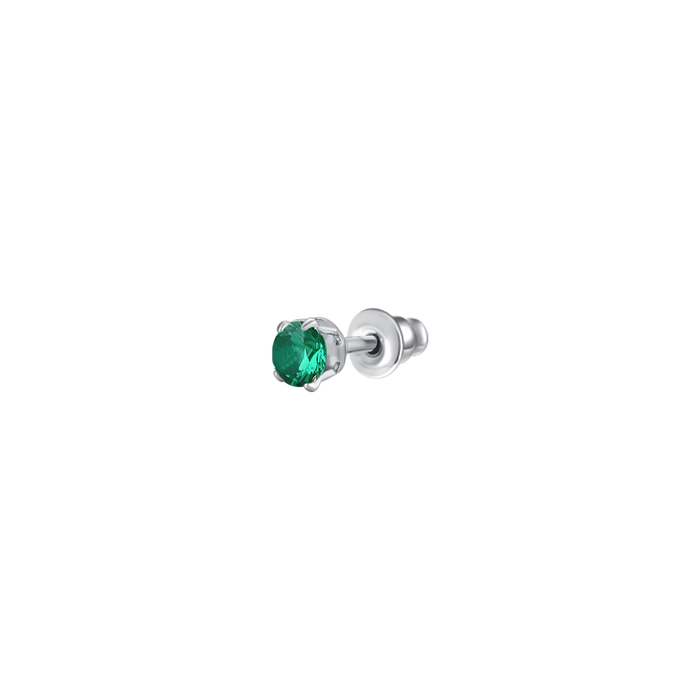 MONO ORECCHINO DONNA IN ACCIAIO CON ZIRCONE VERDE