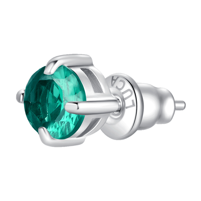 MONO ORECCHINO DONNA IN ACCIAIO CON ZIRCONE VERDE