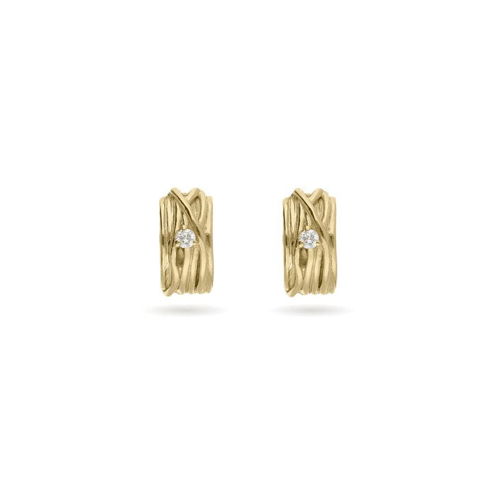 Boucles d'oreilles Filodellavita Mini en or blanc rose jaune 9 carats et diamants blancs