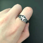 Steampunk Silver Star Ring Gold Plated - Gothic Fantasy Jewelry - Vignette | Steampunk Store