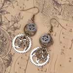 Steampunk Earrings Chains and Cogs - Gothic Dangle Jewelry - Vignette | Steampunk Store