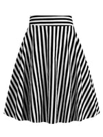 Steampunk Skirt White Stripes - Midi Skirt with Pockets - Vignette | Steampunk Store