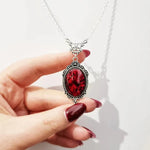 Steampunk Necklace Bloodstone Pendant - Victorian Gothic Silver Pendant - Vignette | Steampunk Store