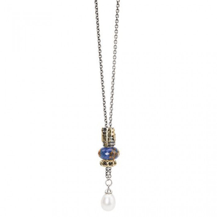 Collier en argent avec perle 100 cm