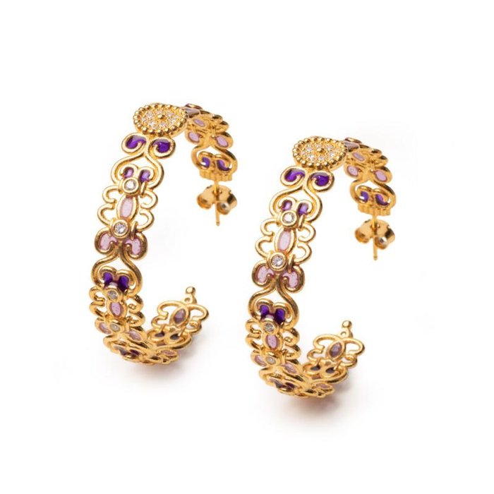 Boucles d'oreilles Rosette Big Purple Lapilli