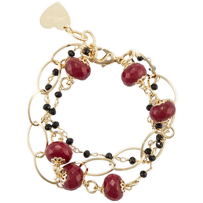 Bracelet en rubellite rouge et onyx