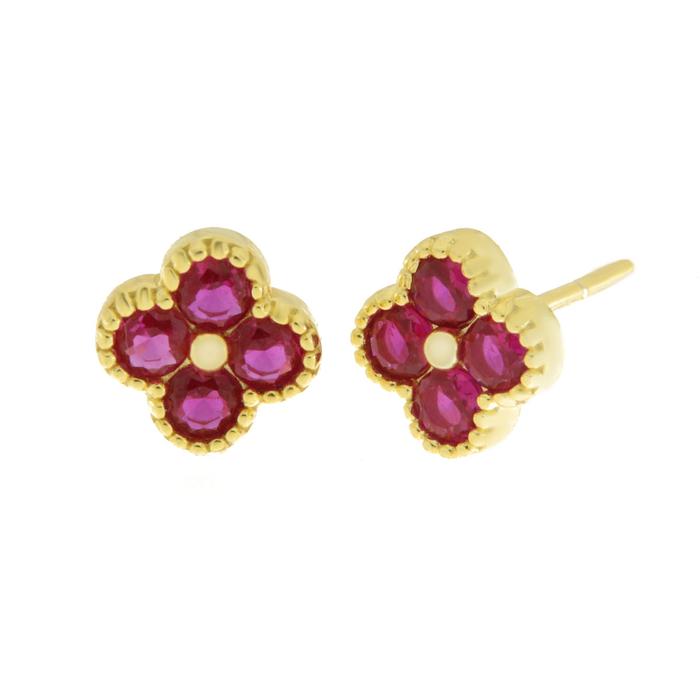 Orecchini in Argento 925 con fiore rosso
