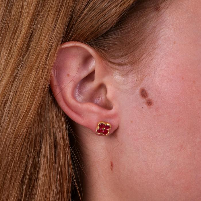 Orecchini in Argento 925 con fiore rosso