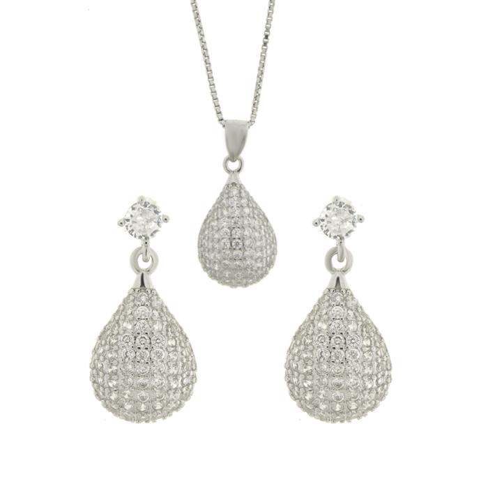 Set in Argento 925 ovale con zirconi