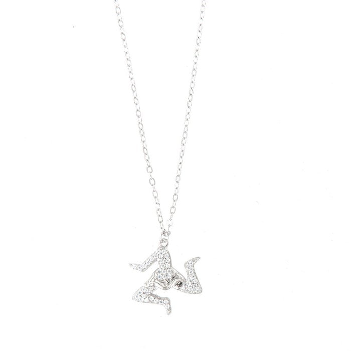 Collier en argent 925 avec pendentif Trinacria sicilien, orné de zircons blancs