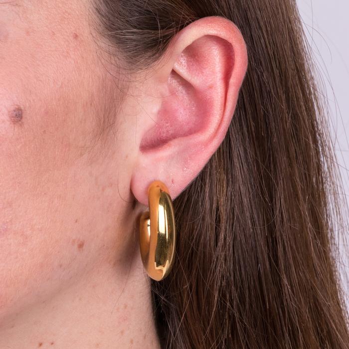 Steel semi-circle lobe earrings