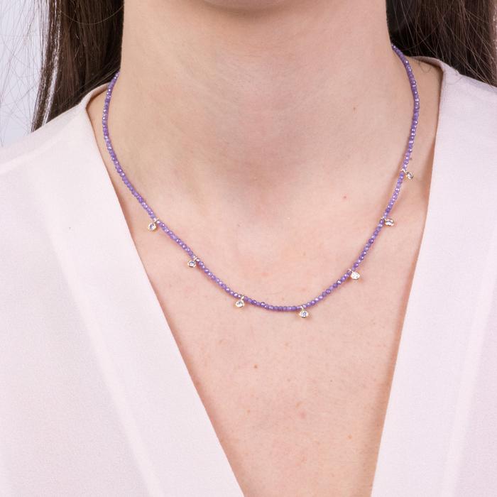 Collana in Metallo con pietre viola e zirconi