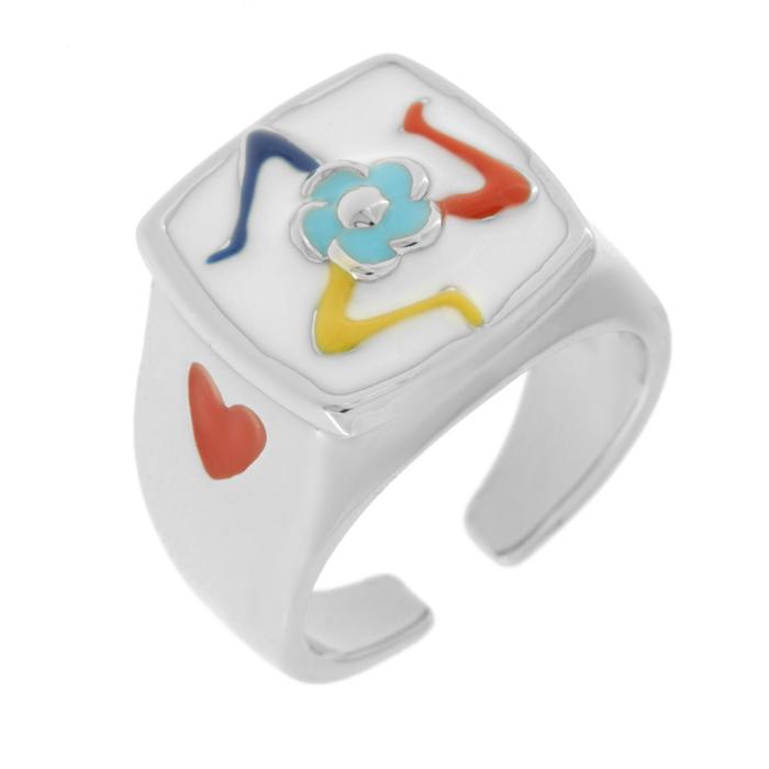 Anello in Metallo quadrato con Trinacria