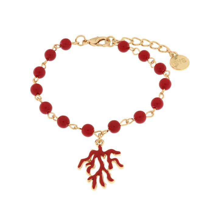 Bracelet en métal avec branche de corail