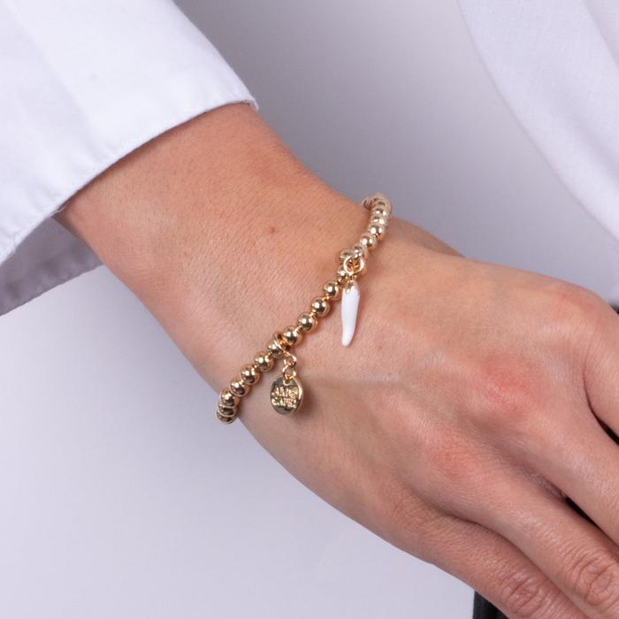 Metal Bracelet with White Horn