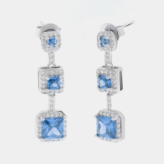 Orecchini in Argento 925 con zirconi azzurri
