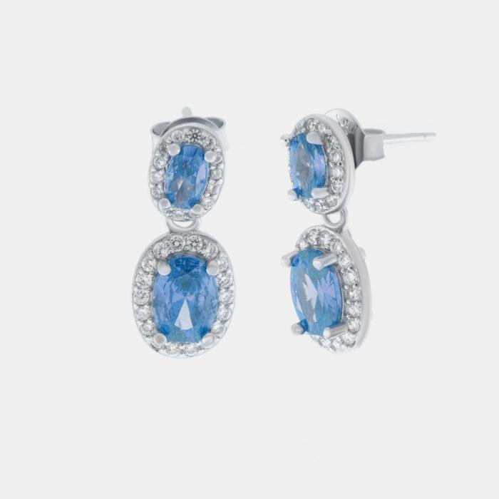 Orecchini in Argento 925 con zirconi azzurri